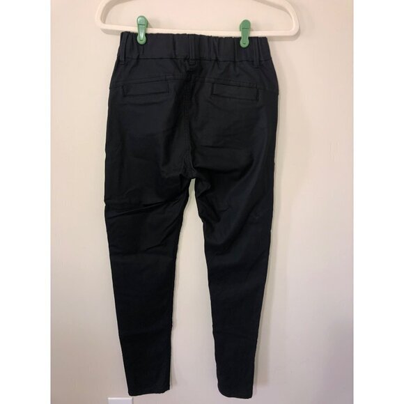 Bevy Pants Size 25 Pull On Coated Cotton Stretch Skinny Black High Waist Edgy - Picture 3 of 10